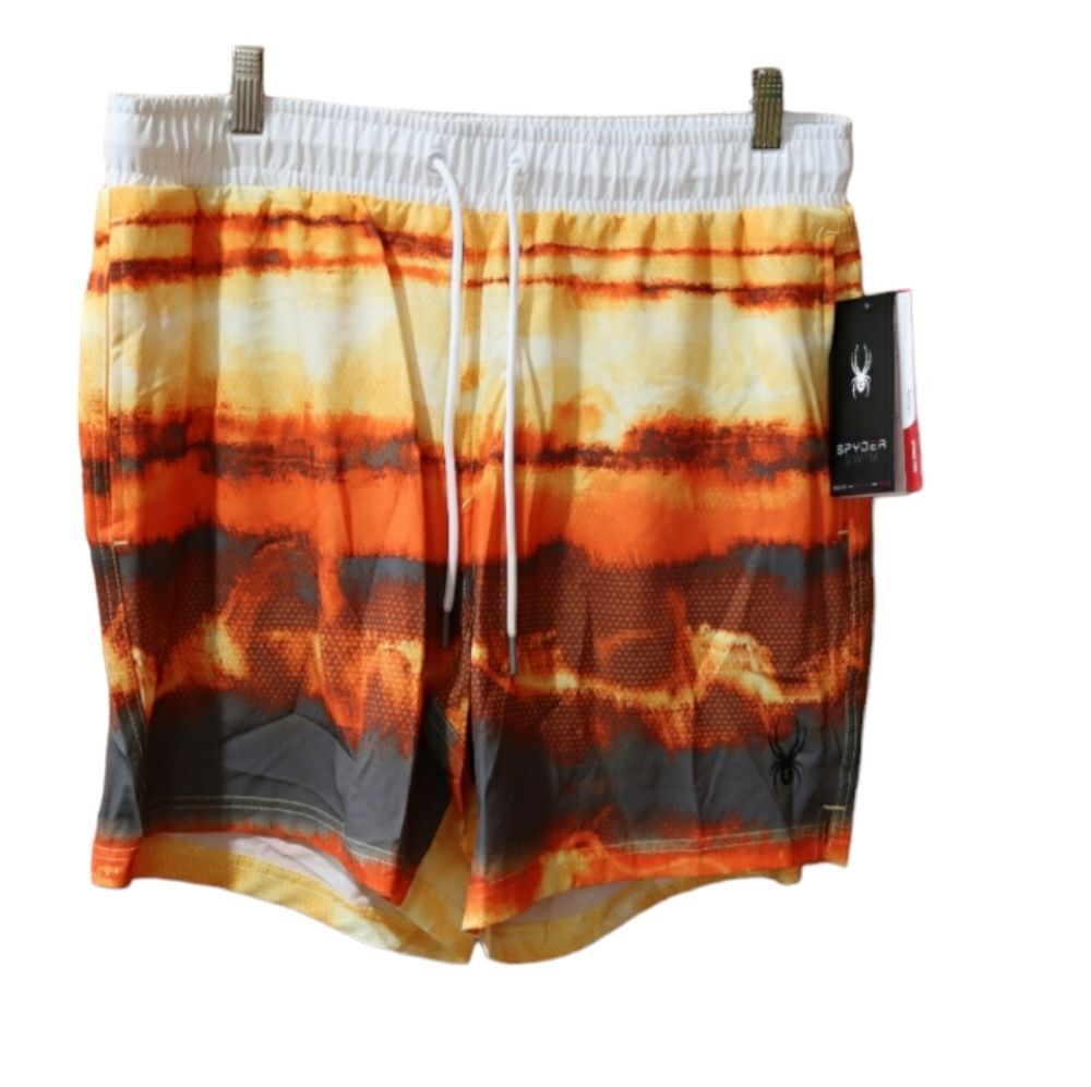 Spyder Ombre Orange Sunset Swim Trunks NWT XL Performance Quick-Dry Swimwear